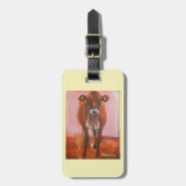 Kuh auf rosa Gepäckgeldbeutelumbau oder Gepäckanhänger (Vorderseite vertikal)