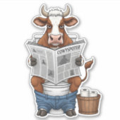 Kuh auf Toilette PNG, Landwirtschafts- und Nutztie Aufkleber (Vorderseite)