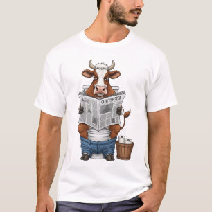 Kuh auf Toilette PNG, Lustiges Farmtier T-Shirt