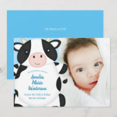 Kuh Baby Dusche Blue Einladung (Vorne/Hinten)