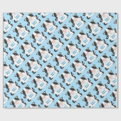 Kuh Baby Dusche Blue Geschenkpapier (Flach)