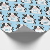 Kuh Baby Dusche Blue Geschenkpapier (Ecke)