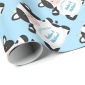 Kuh Baby Dusche Blue Geschenkpapier (Rolleneckpunkt)