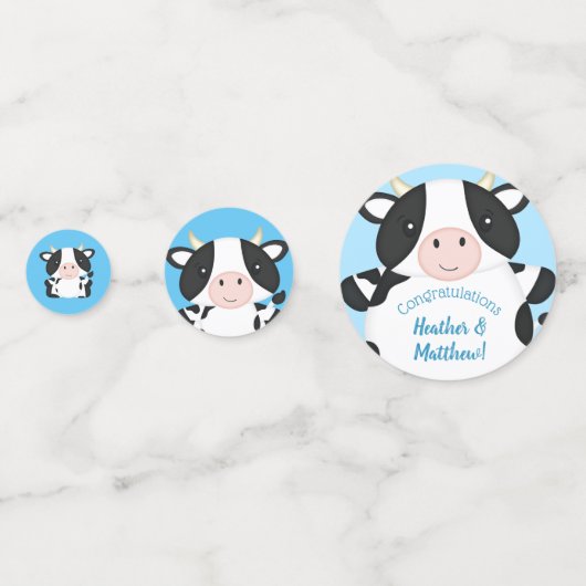 Kuh Baby Dusche Blue Konfetti (Vorderseiten)