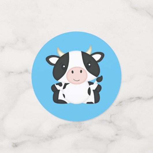 Kuh Baby Dusche Blue Konfetti (Klein Vorderseite)