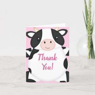 Kuh Baby Dusche Farm Pink Girl Dankeskarte