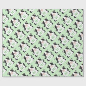 Kuh Baby Dusche Grün Geschenkpapier (Flach)