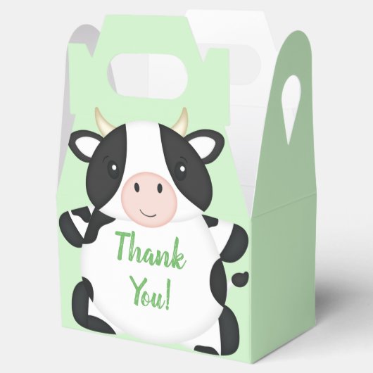 Kuh Baby Dusche Grün Geschenkschachtel (Geöffnet)
