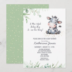 Kuh Baby Dusche Grüne Boy Farm Einladung