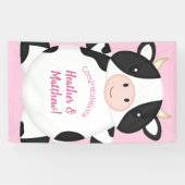 Kuh Baby Dusche Rosa Banner (Horizontal)