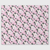 Kuh Baby Dusche Rosa Geschenkpapier (Flach)