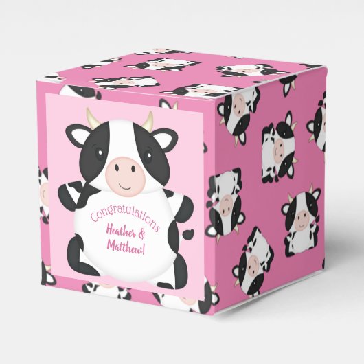 Kuh Baby Dusche Rosa Geschenkschachtel (Vorderseite)