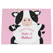 Kuh Baby Dusche Rosa Große Geschenktüte (Vorderseite)