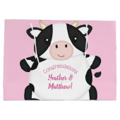 Kuh Baby Dusche Rosa Große Geschenktüte (Rückseite)