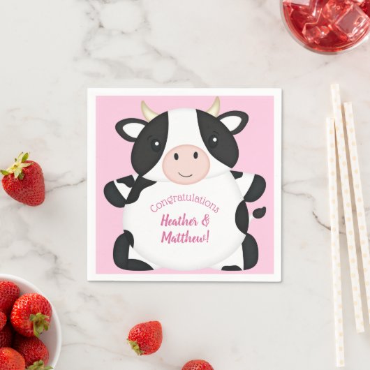 Kuh Baby Dusche Rosa Serviette (Beispiel)