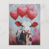 Kuh Ballon Valentinstag Postkarte (Vorderseite)