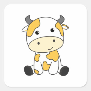 Kuh Banana Kawaii Retro Japanische Bananenkühe Quadratischer Aufkleber