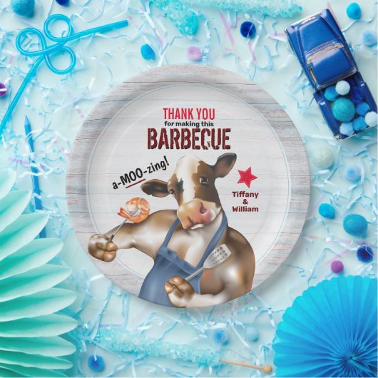 Kuh Barbecue Shrimp Party Pappteller (Party)