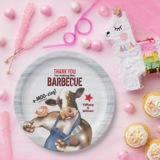 Kuh Barbecue Shrimp Party Pappteller (Party)
