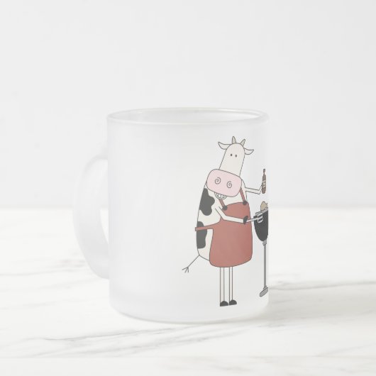 Kuh Barbeque Tshirts und Geschenke Mattglastasse (Vorderseite Links)