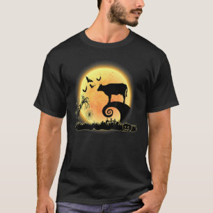 Kuh Bauernhof Tier und Mond Grusel Halloween Kostü T-Shirt