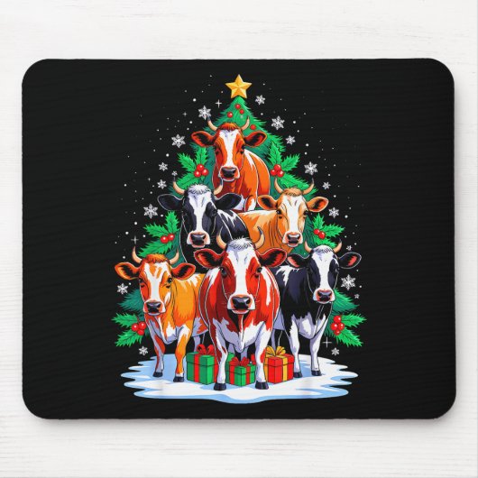 Kuh Baum Weihnachten Kuhliebhaber Xmas Squad Männe Mousepad (Vorne)