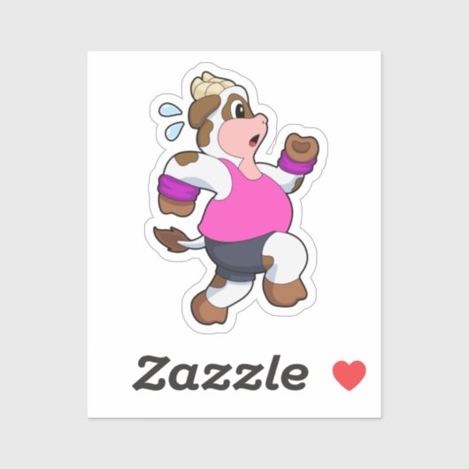 Kuh beim Laufen Aufkleber (Blatt)