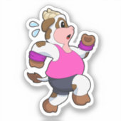 Kuh beim Laufen Aufkleber (Vorderseite)