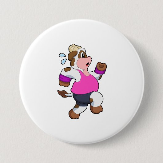 Kuh beim Laufen Button (Vorderseite)