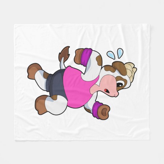 Kuh beim Laufen Fleecedecke (Vorderseite (Horizontal))