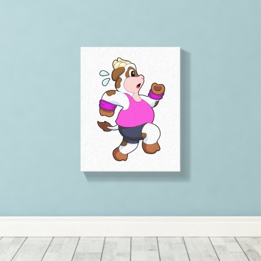 Kuh beim Laufen Leinwanddruck (Insitu (Holzboden))