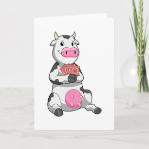 Kuh beim Poker mit Pokerkarten Karte