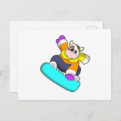 Kuh beim Snowboarden mit Snowboard Postkarte (Vorne/Hinten)