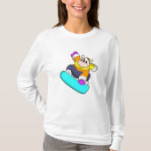 Kuh beim Snowboarden mit Snowboard T-Shirt (Vorderseite)