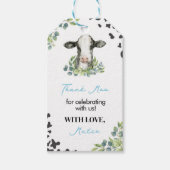 Kuh Birthday Baby Dusche Vielen Dank Tag Geschenkanhänger (Vorderseite)