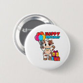 Kuh Birthday Balloon Thema Cattleman Bauer Niedlic Button (Vorne & Hinten)