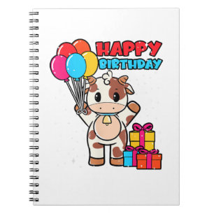 Kuh Birthday Balloon Thema Cattleman Bauer Niedlic Notizblock