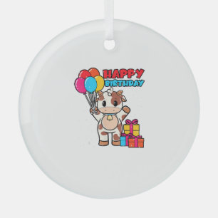 Kuh Birthday Balloon Thema Cattleman Bauer Niedlic Ornament Aus Glas