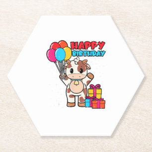 Kuh Birthday Balloon Thema Cattleman Bauer Niedlic Untersetzer