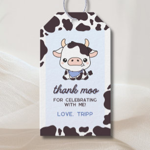 Kuh Birthday Blau Danke Moo Favor Tags Geschenkanhänger