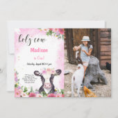 Kuh Birthday Foto Einladung (Vorderseite)