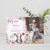 Kuh Birthday Foto Einladung (Stehend Vorderseite)