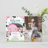 Kuh Birthday Foto Einladung (Stehend Vorderseite)