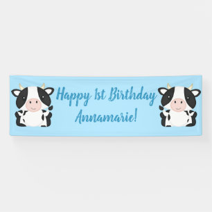 Kuh Birthday Party Blue Banner
