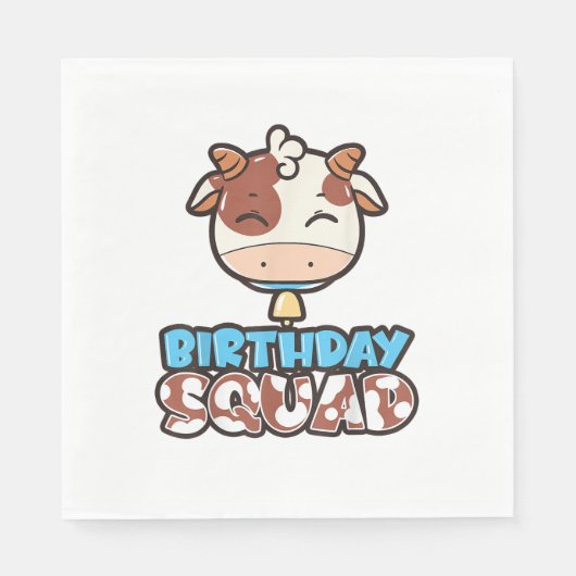 Kuh Birthday Squad Cattleman Bauer Tagesthema Par Serviette (Vorderseite)