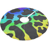 Kuh Black and Rainbow Stuff Polyester Weihnachtsbaumdecke (Schrägansicht)