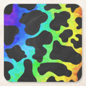 Kuh Black and Rainbow Stuff Rechteckiger Pappuntersetzer (Vorderseite)