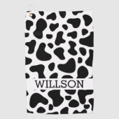 Kuh Black and White Patch Golf Handtuch (Vorderseite)