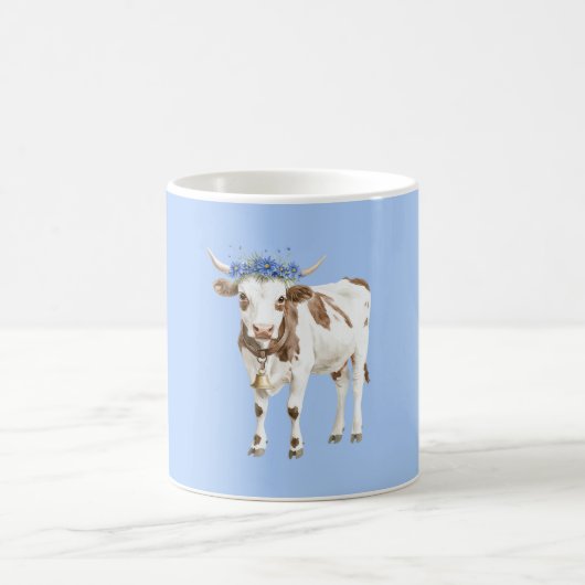 Kuh Blaue Blumen Kaffeetasse (Mittel)