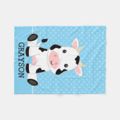 Kuh Blue Polka Dot Personalisiert Boy Fleecedecke (Vorderseite (Horizontal))